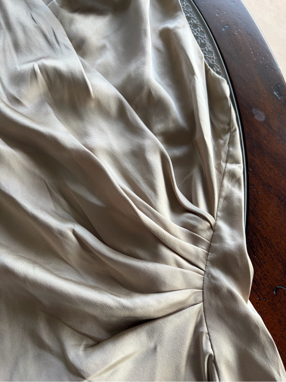 Ralph Lauren Purple Label Sleeveless Silk Wrap-Style Blouse in Taupe - Picture 3 of 5